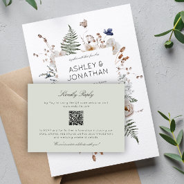 モダンエレガント素朴野結婚花 出欠カード