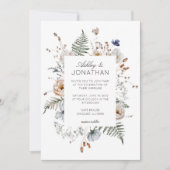 モダンエレガント素朴野結婚花 招待状 (正面)