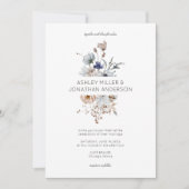 モダンエレガント素朴野結婚花 招待状 (正面)