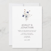 モダンエレガント素朴野結婚花 招待状 (正面)