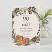 モダンエレガント素朴Orange 90誕生日 招待状 (スタンド正面)