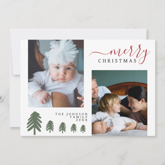 モダンエレガント素朴PINEカスタム写真クリスマス シーズンカード (正面)