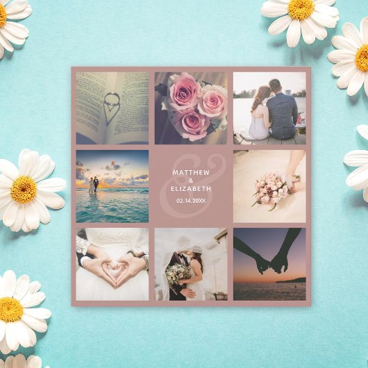 モダンエレガント素朴Pink Photo Collage's 結婚. セーブザデート