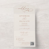 モダンエレガント結婚のシックな書道クリーム オールインワン招待状 (内側)