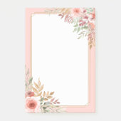 モダンエレガント結婚のシックな水彩桃色の花 ポストイット (正面)