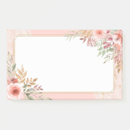 モダンエレガント結婚のシックな水彩桃色の花 ポストイット