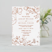 モダンエレガント結婚の実在バラ金ゴールドフローラ 箔招待状 (立ち正面)