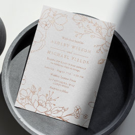 モダンエレガント結婚の実在バラ金ゴールドフローラ 箔招待状