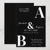 モダンエレガント結婚イニシャル 招待状 (正面/裏面)