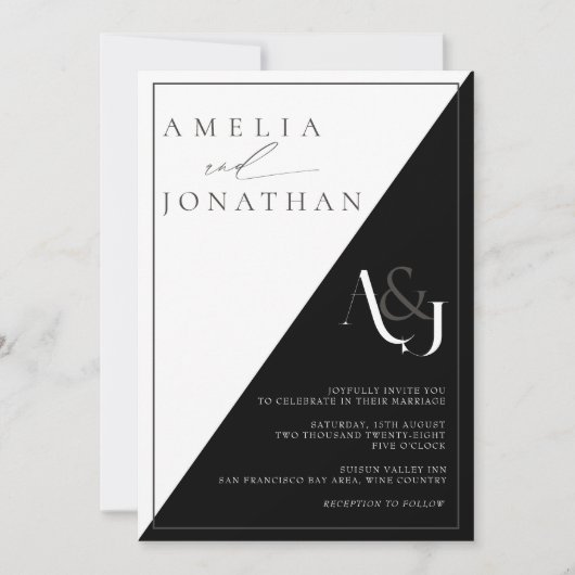 モダンエレガント結婚グラム 招待状 (正面)