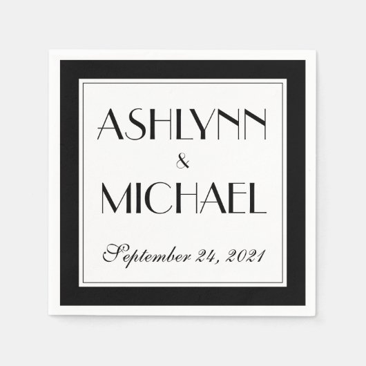 モダンエレガント結婚スタイリッシュs スタンダードカクテルナプキン (正面)