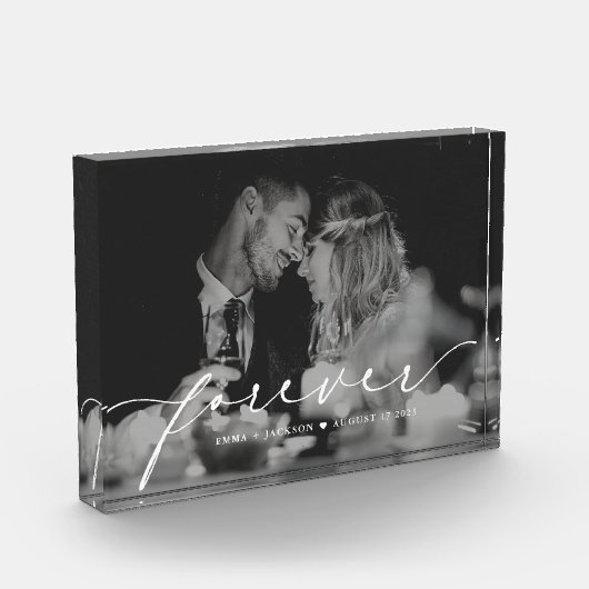 モダンエレガント結婚パーソナライズされたの写真 フォトブロック (左)