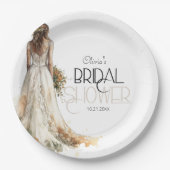 モダンエレガント結婚ブライダルシャワー ペーパープレート (正面)