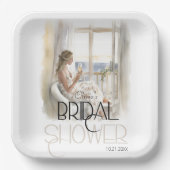 モダンエレガント結婚ブライダルシャワー ペーパープレート (正面)