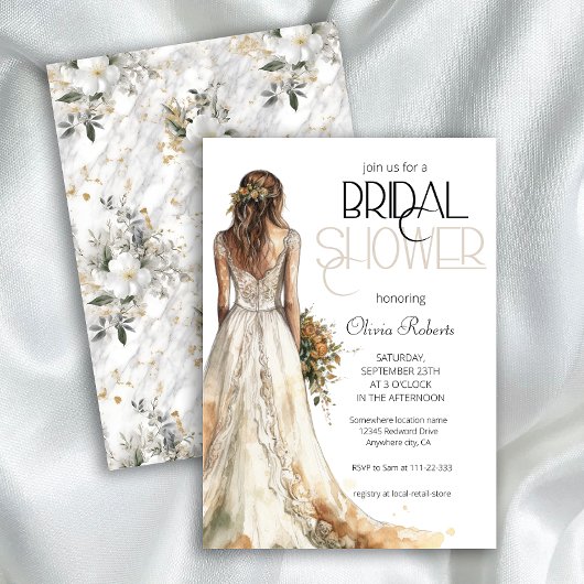 モダンエレガント結婚ブライダルシャワー 招待状