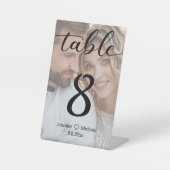 モダンエレガント結婚ミニマル写真テーブル番号 台座サイン (正面)