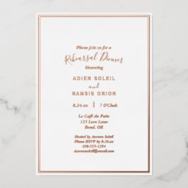 モダンエレガント結婚リハーサルバラ金ゴールド 箔招待状