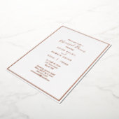 モダンエレガント結婚リハーサルバラ金ゴールド 箔招待状 (回転した状態)