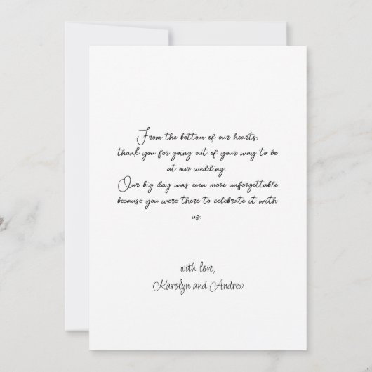 モダンエレガント結婚写真コラージュ サンキューカード (裏面)