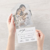 モダンエレガント結婚写真 オールインワン招待状 (貼ってはがせる)