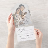 モダンエレガント結婚写真 オールインワン招待状 (貼ってはがせる)