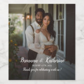 モダンエレガント結婚写真 ワインラベル (シングルラベル)