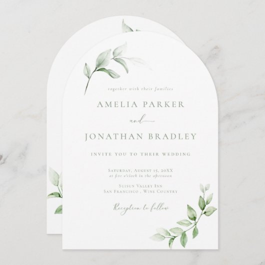 モダンエレガント結婚式招待状 招待状 (正面/裏面)