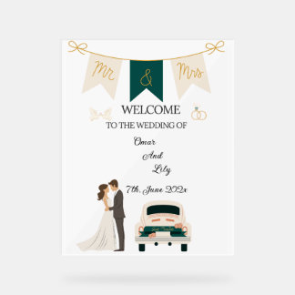 モダンエレガント結婚歓迎アクリル看板。 アクリルサイン
