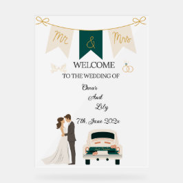 モダンエレガント結婚歓迎アクリル看板。 アクリルサイン