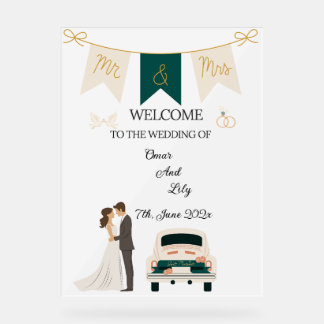 モダンエレガント結婚歓迎アクリル看板。 アクリルサイン