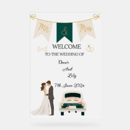 モダンエレガント結婚歓迎アクリル看板。 アクリルサイン