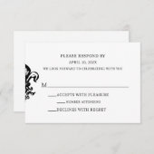 モダンエレガント結婚白黒 出欠カード (正面/裏面)