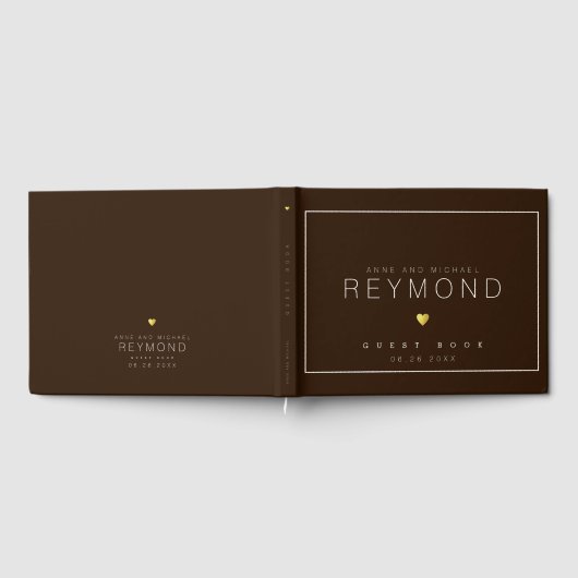 モダンエレガント結婚茶色 ゲストブック (全面)