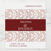 モダンエレガント結婚葉 ワインラベル (シングルラベル)