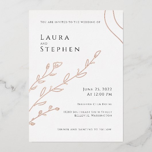 モダンエレガント結婚薬 箔招待状 (正面)