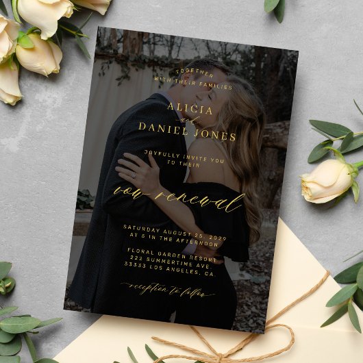 モダンエレガント結婚金ゴールドブラック 招待状