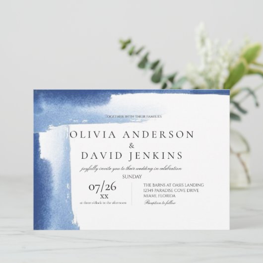 モダンエレガント結婚青海ビーチ結婚式 招待状 (スタンド正面)