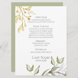 モダンエレガント緑と金ゴールドの葉 メニュー
