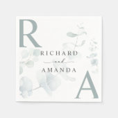 モダンエレガント緑のミニマ結婚リスト スタンダードカクテルナプキン (正面)