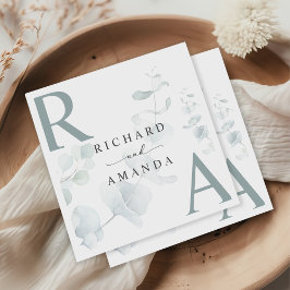 モダンエレガント緑のミニマ結婚リスト スタンダードカクテルナプキン