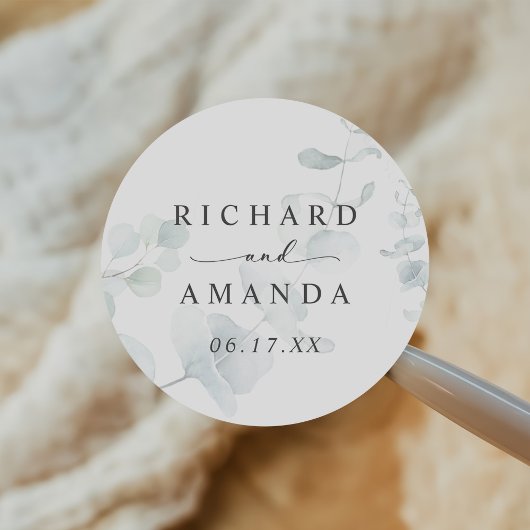 モダンエレガント緑のミニマ結婚リスト ラウンドシール