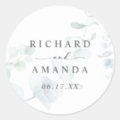 モダンエレガント緑のミニマ結婚リスト ラウンドシール (正面)