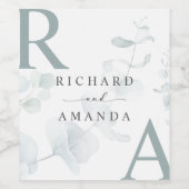 モダンエレガント緑のミニマ結婚リスト ワインラベル (シングルラベル)