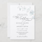 モダンエレガント緑のミニマ結婚リスト 招待状 (正面)