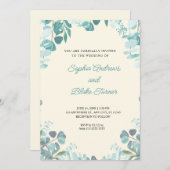 モダンエレガント緑の枠結婚付き 招待状 (正面/裏面)