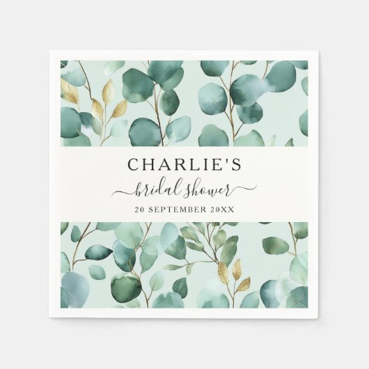 モダンエレガント緑ブライダルシャワー スタンダードカクテルナプキン (正面)