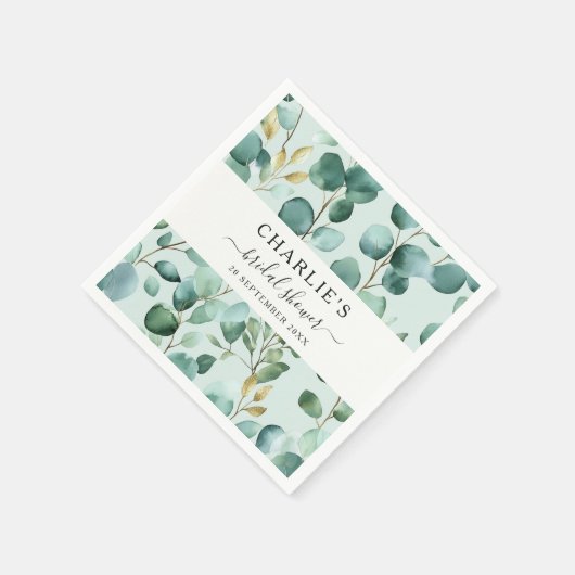 モダンエレガント緑ブライダルシャワー スタンダードカクテルナプキン (角)