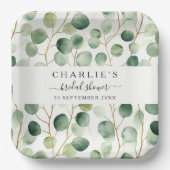モダンエレガント緑ブライダルシャワー ペーパープレート (正面)