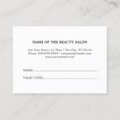 モダンエレガント美しいサロンヘアロイヤリティカード ロイヤリティカード (裏面)