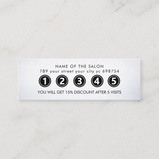 モダンエレガント美しいサロン ロイヤリティカード (裏面)